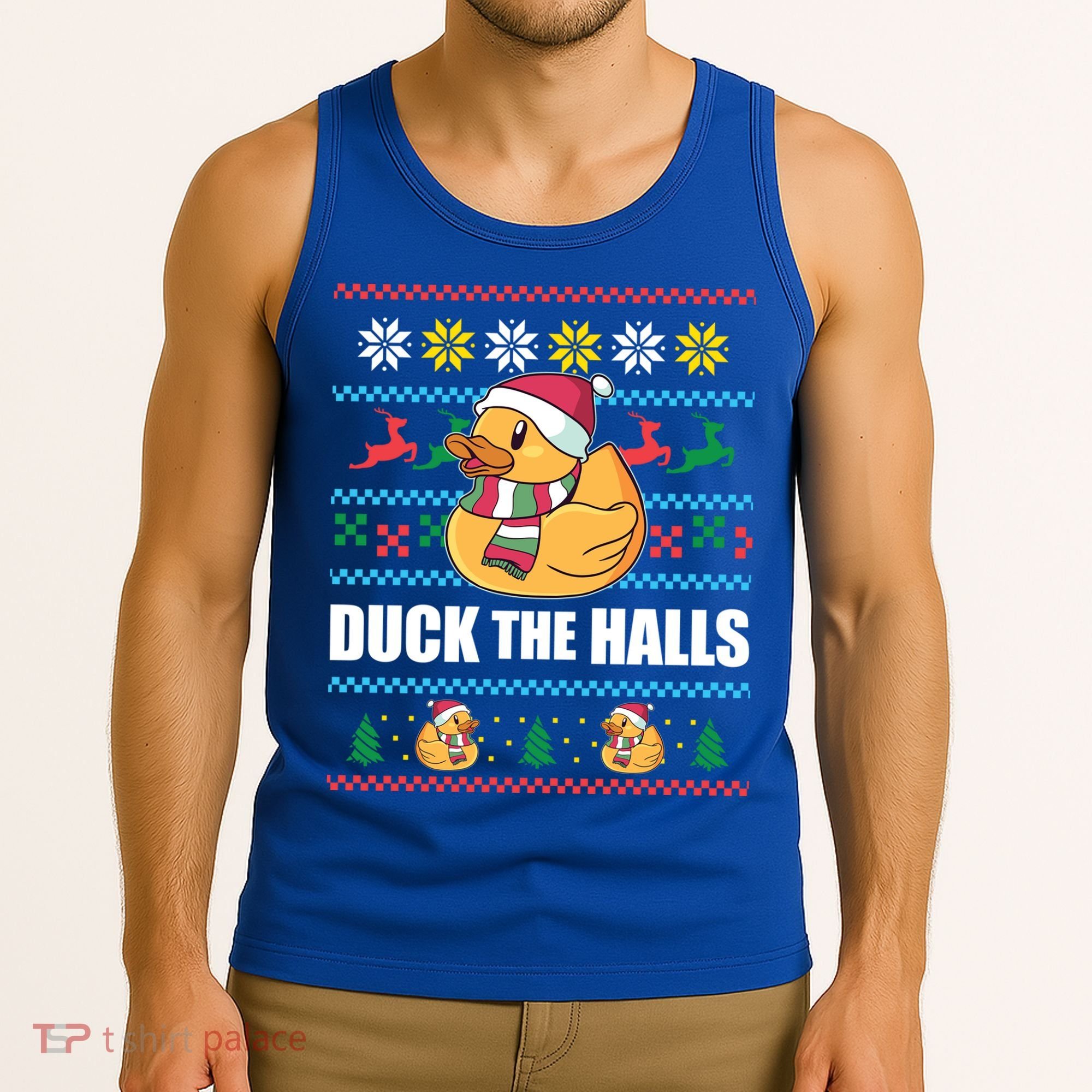 Duck The Halls Funny Ugly Christmas Sweater Meme Gift Cute Gift Tank Top