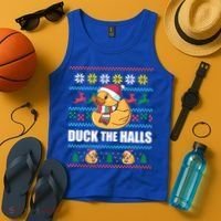 Duck The Halls Funny Ugly Christmas Sweater Meme Gift Cute Gift Tank Top thumb 4