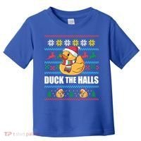 Duck The Halls Funny Ugly Christmas Sweater Meme Gift Cute Gift Toddler T-Shirt thumb 0