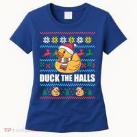 Duck The Halls Funny Ugly Christmas Sweater Meme Gift Cute Gift Women's T-Shirt thumb 0