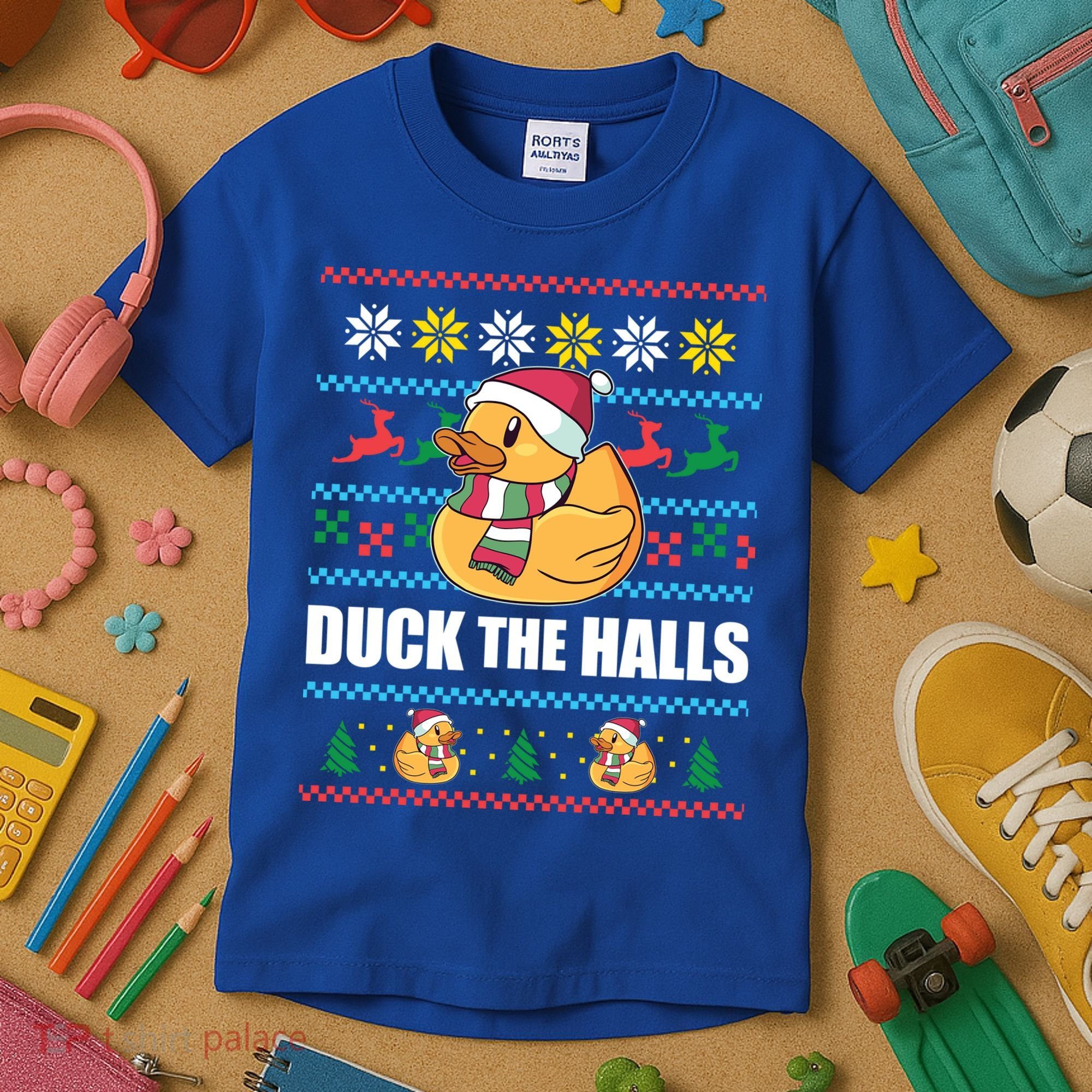 Duck The Halls Funny Ugly Christmas Sweater Meme Gift Cute Gift Kids T-Shirt