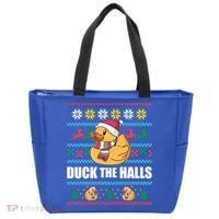 Duck The Halls Funny Ugly Christmas Sweater Meme Gift Cute Gift Tote Bag thumb 0