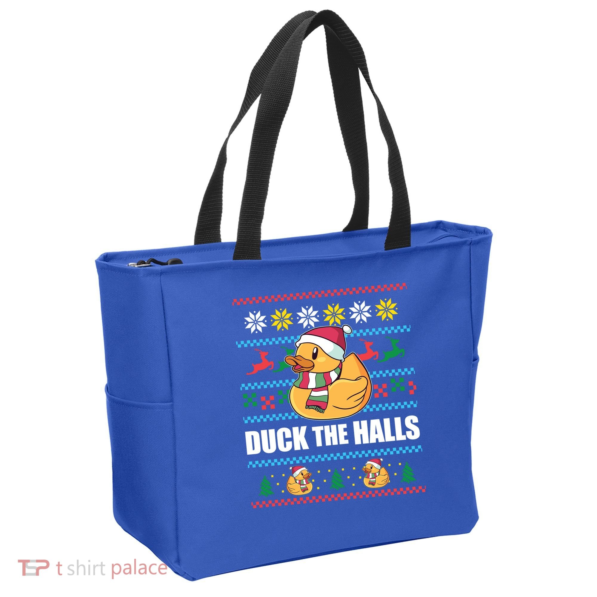 Duck The Halls Funny Ugly Christmas Sweater Meme Gift Cute Gift Tote Bag