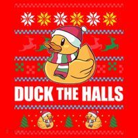Duck The Halls Funny Ugly Christmas Sweater Meme Gift Cute Gift Santa Hat thumb 1