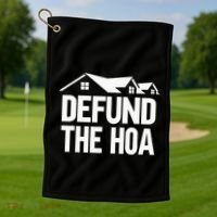 Defund The Hoa Golf Towel thumb 1