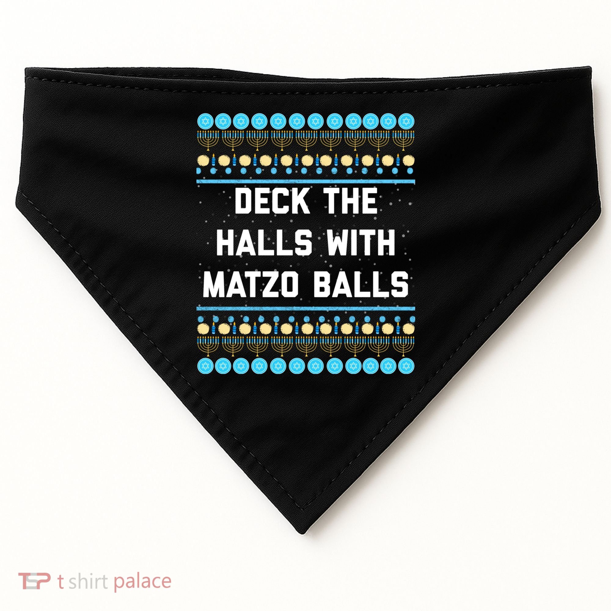 Deck The Halls With Matzo Balls Funny Jewish USA-Made Doggie Bandana