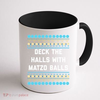 Deck The Halls With Matzo Balls Funny Jewish Coffee Mug back