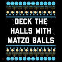 Deck The Halls With Matzo Balls Funny Jewish Women's Hoodie thumb 2