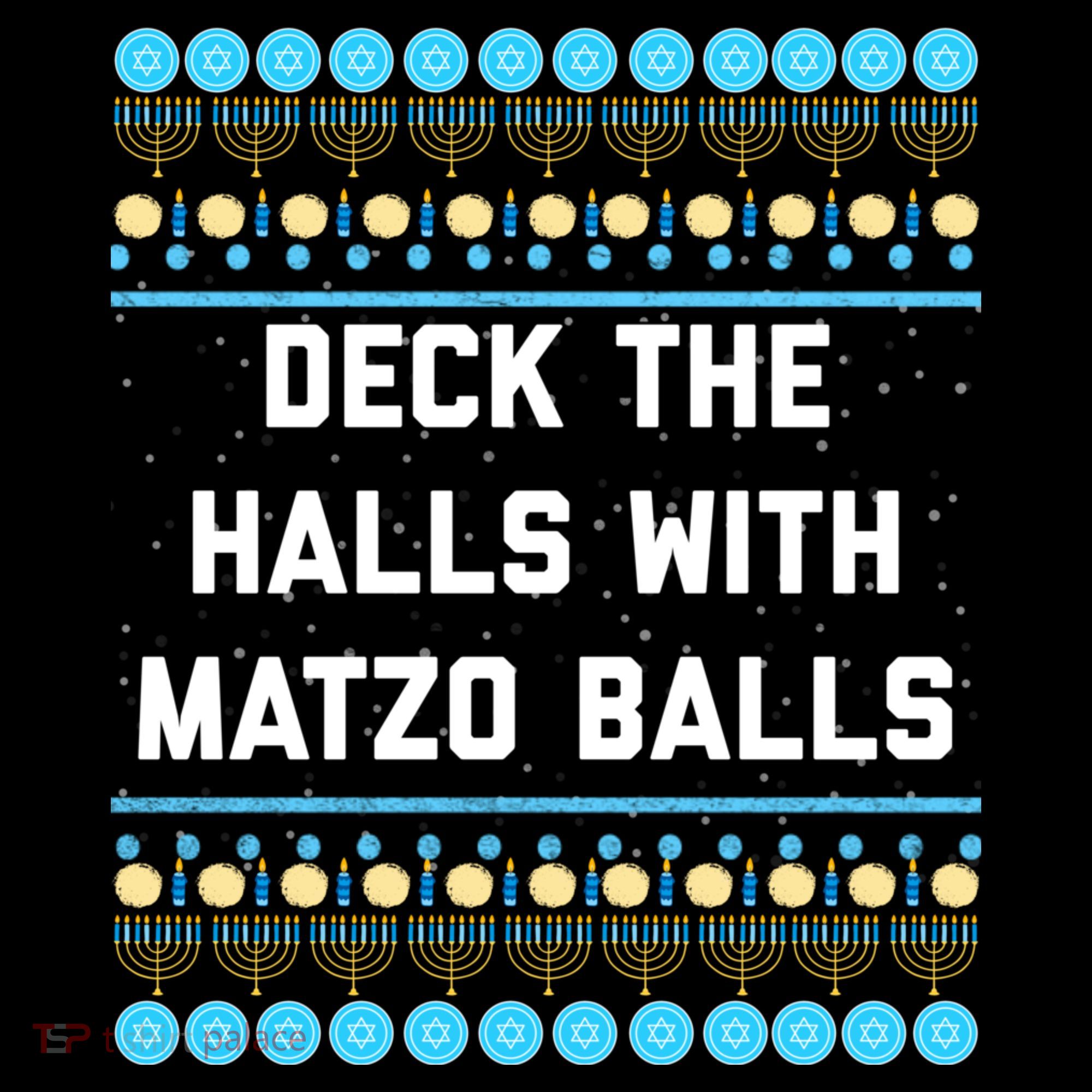 Deck The Halls With Matzo Balls Funny Jewish Women's Hoodie