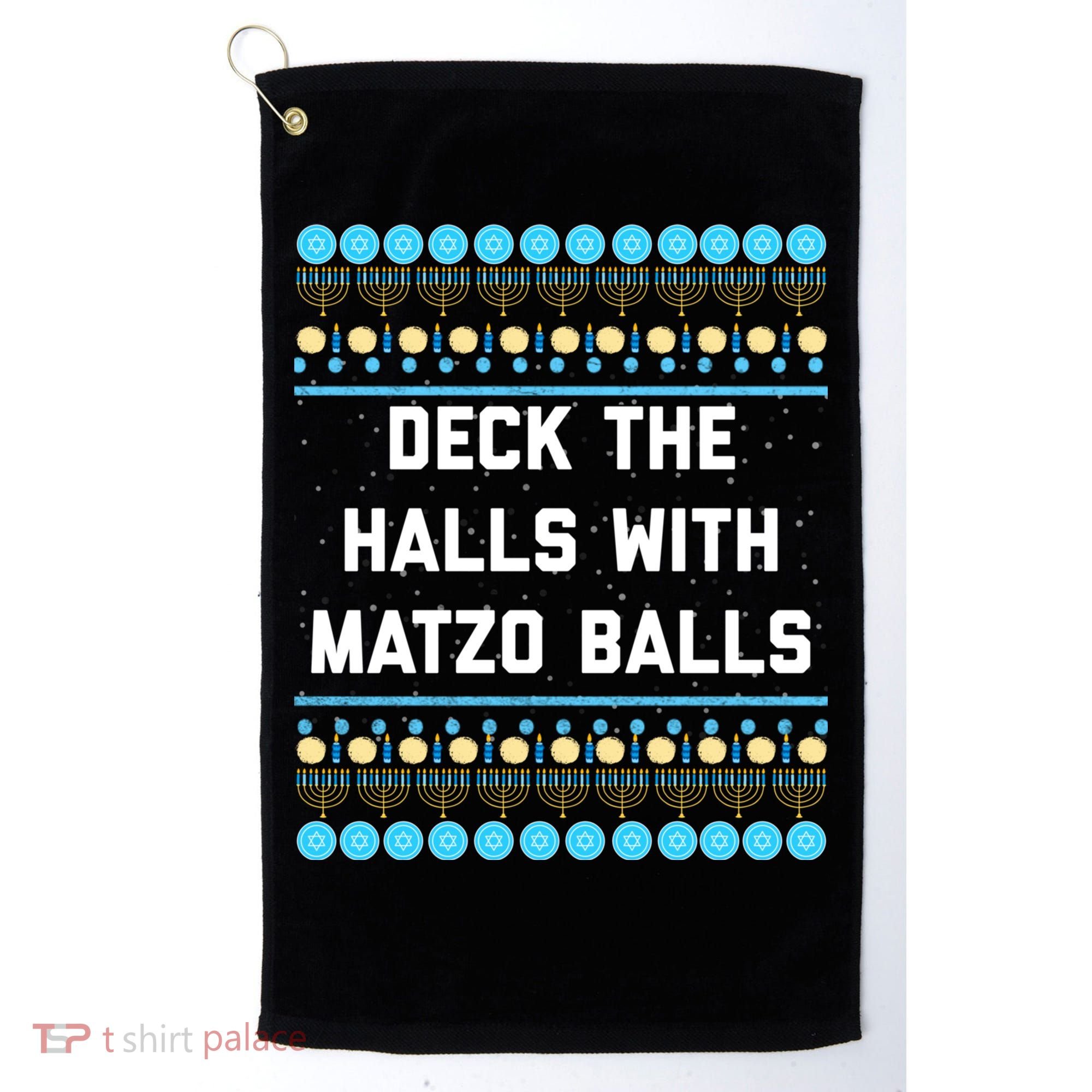 Deck The Halls With Matzo Balls Funny Jewish Golf Towel