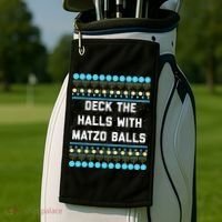 Deck The Halls With Matzo Balls Funny Jewish Golf Towel thumb 2