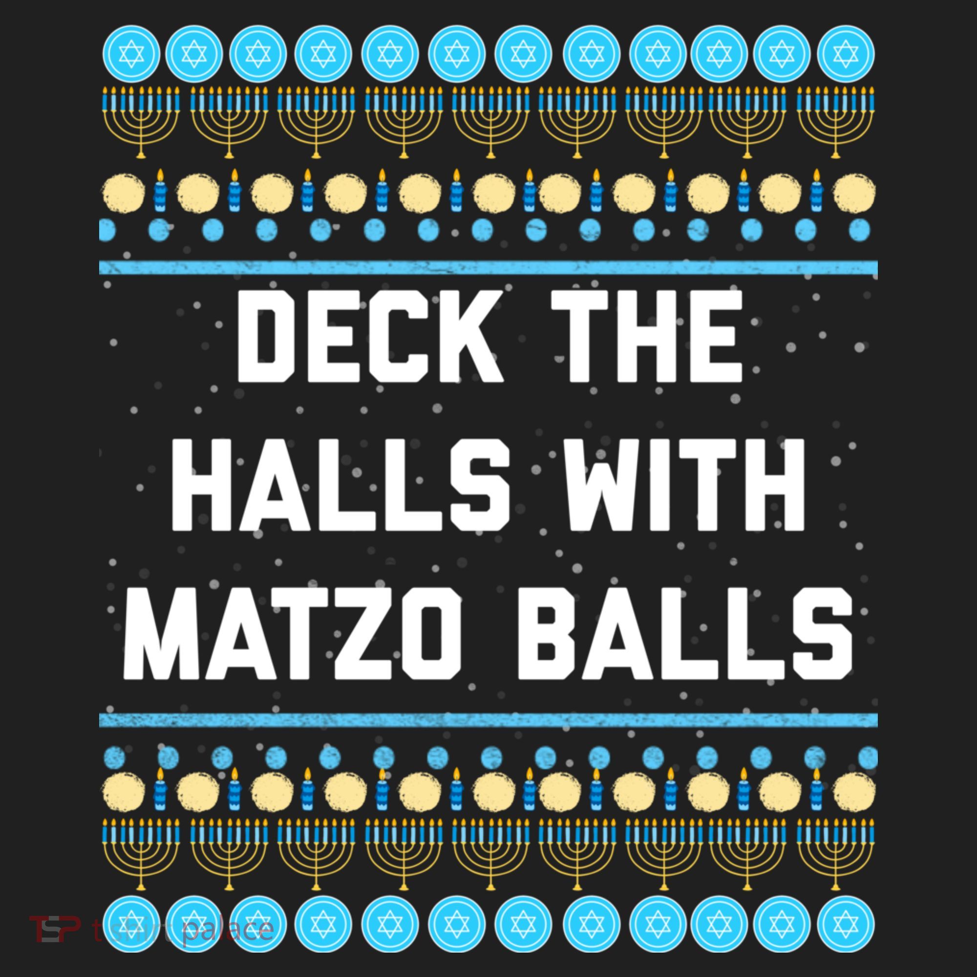 Deck The Halls With Matzo Balls Funny Jewish Golf Towel