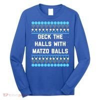 Deck The Halls With Matzo Balls Funny Jewish Long Sleeve Shirt thumb 0