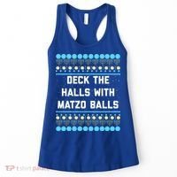 Deck The Halls With Matzo Balls Funny Jewish Women's Tank Top thumb 0