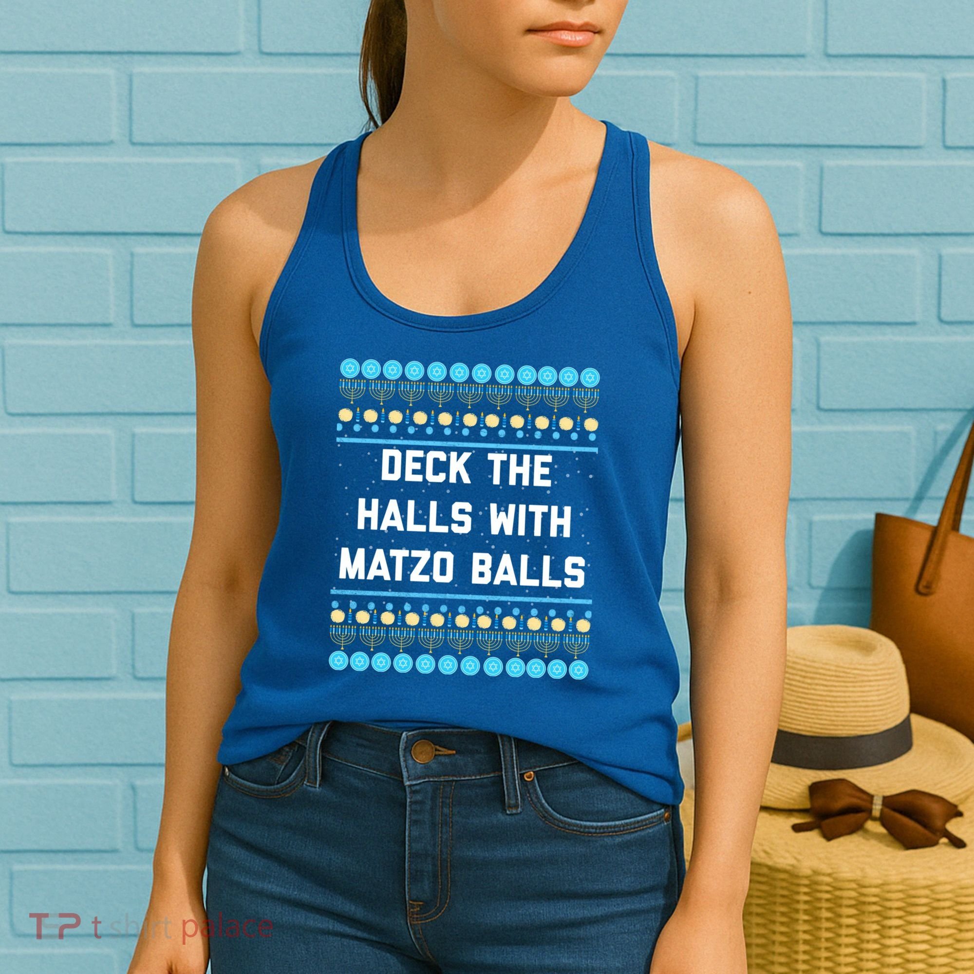Deck The Halls With Matzo Balls Funny Jewish Women's Tank Top