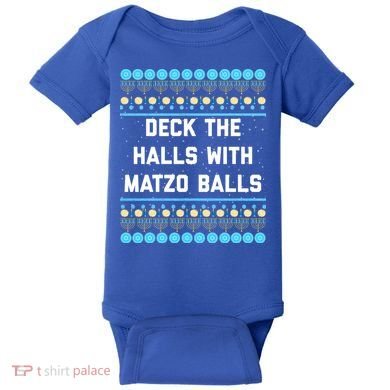 Deck The Halls With Matzo Balls Funny Jewish Baby Bodysuit
