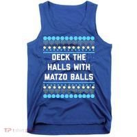 Deck The Halls With Matzo Balls Funny Jewish Tank Top thumb 0