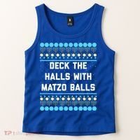 Deck The Halls With Matzo Balls Funny Jewish Tank Top thumb 2