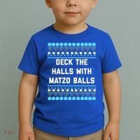 Deck The Halls With Matzo Balls Funny Jewish Toddler T-Shirt thumb 2