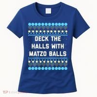 Deck The Halls With Matzo Balls Funny Jewish Women's T-Shirt thumb 0