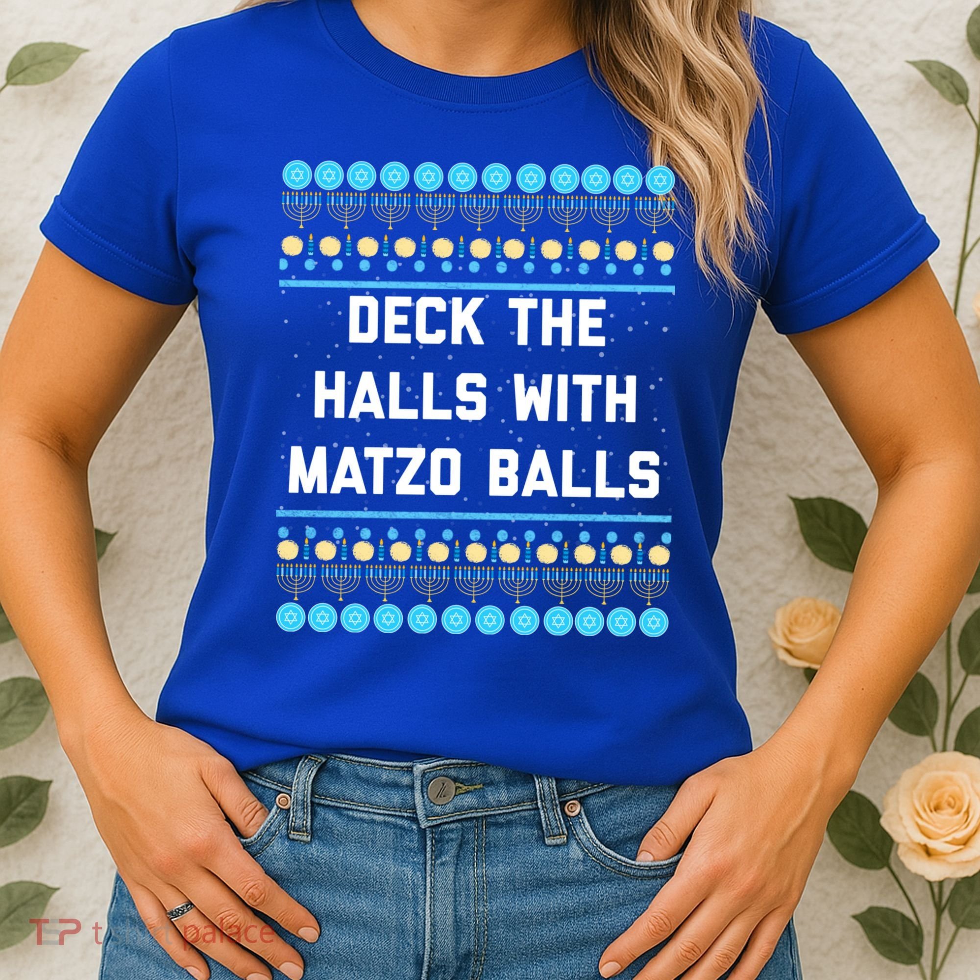 Deck The Halls With Matzo Balls Funny Jewish Women's T-Shirt
