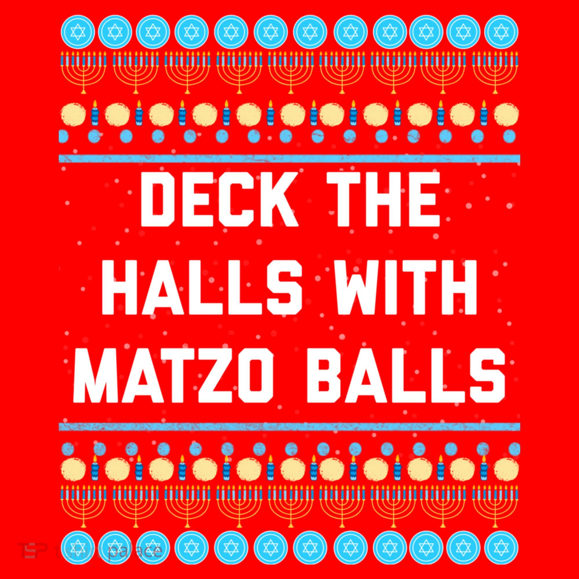 Deck The Halls With Matzo Balls Funny Jewish Santa Hat