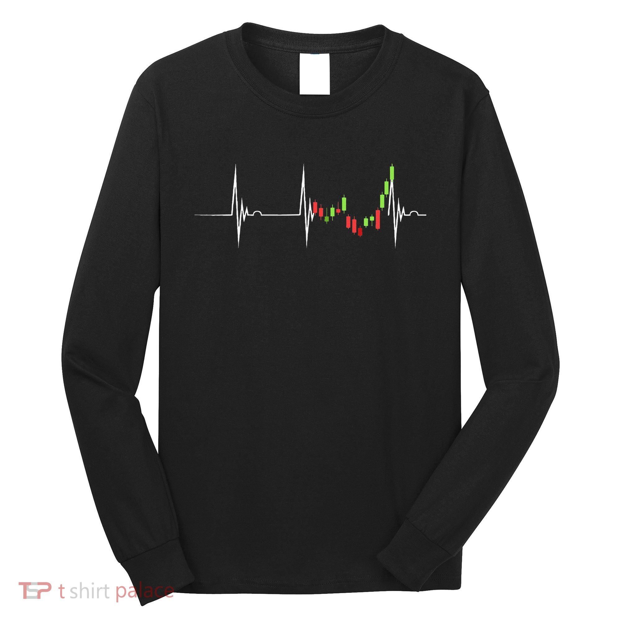 Day Trading Heartbeat EKG Pulse Stock Market Trader Long Sleeve Shirt