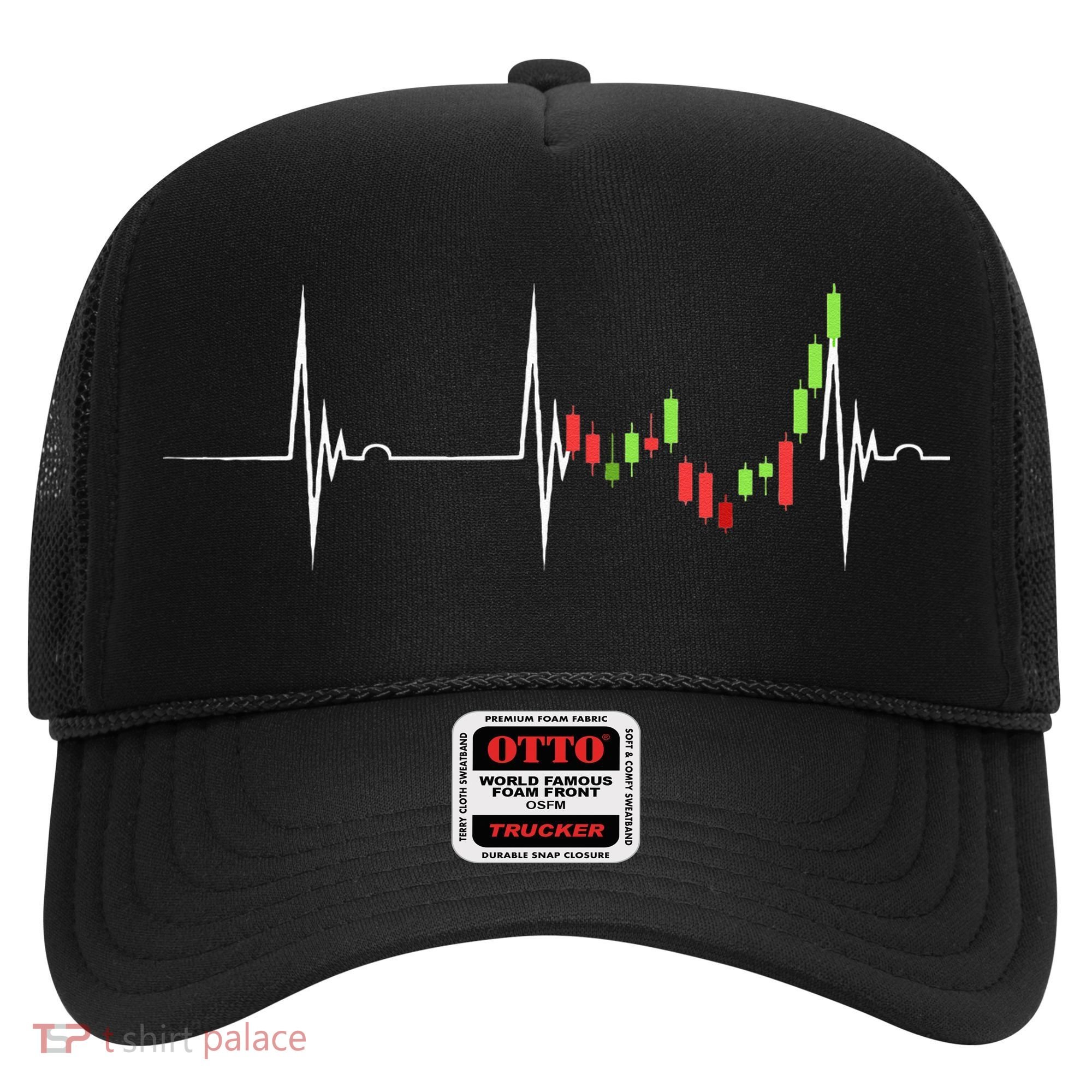 Day Trading Heartbeat EKG Pulse Stock Market Trader Hat