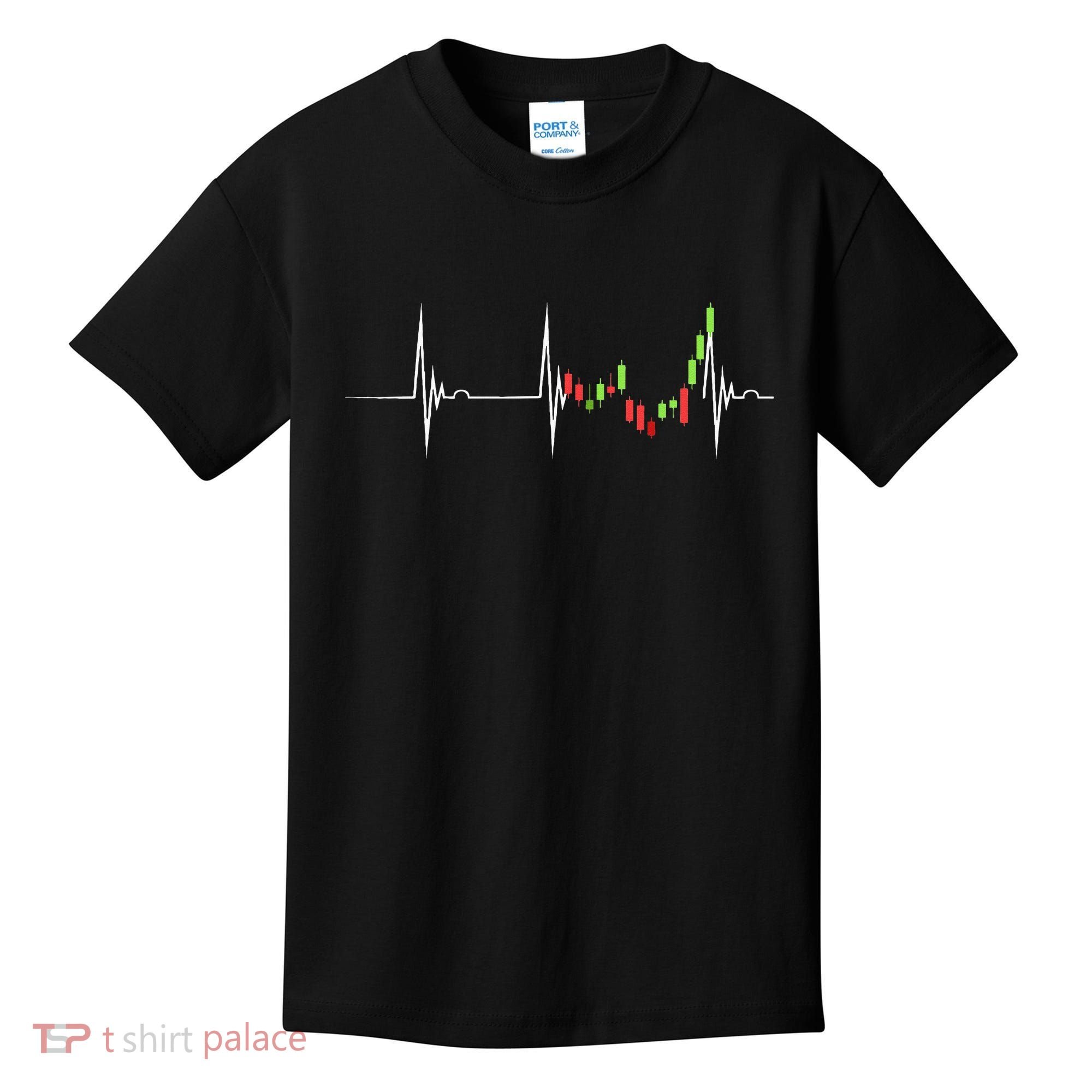 Day Trading Heartbeat EKG Pulse Stock Market Trader Kids T-Shirt
