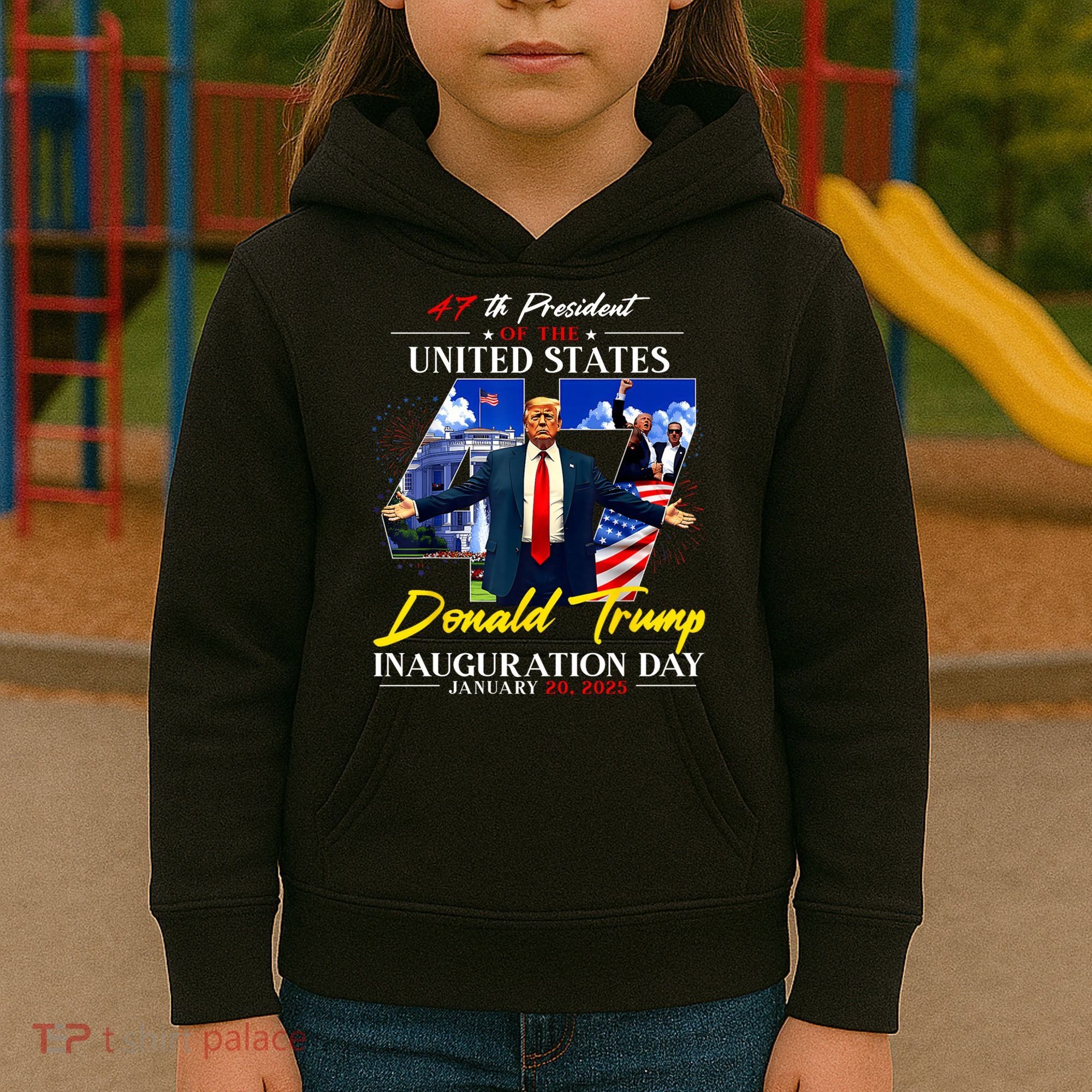 Donald Trump Inauguration Day 2025 47th President Kids Hoodie