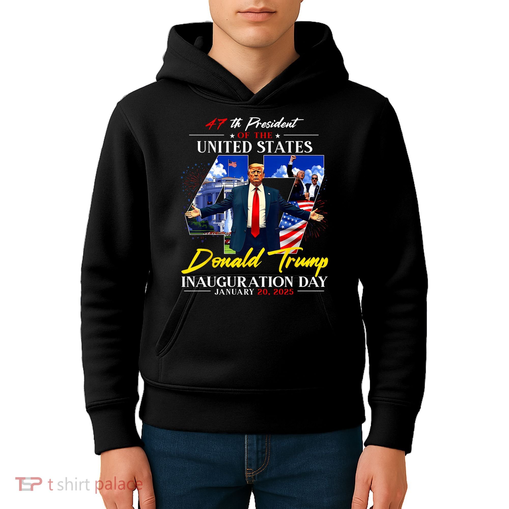 Donald Trump Inauguration Day 2025 47th President Kids Hoodie
