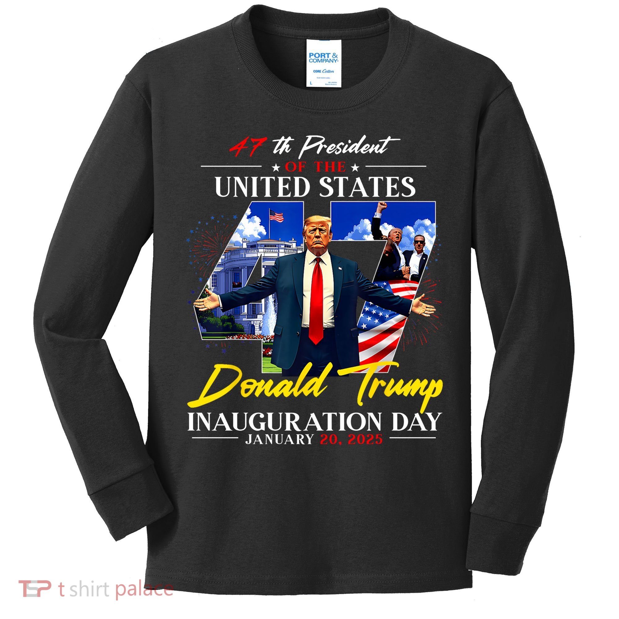 Donald Trump Inauguration Day 2025 47th President Kids Long Sleeve Shirt