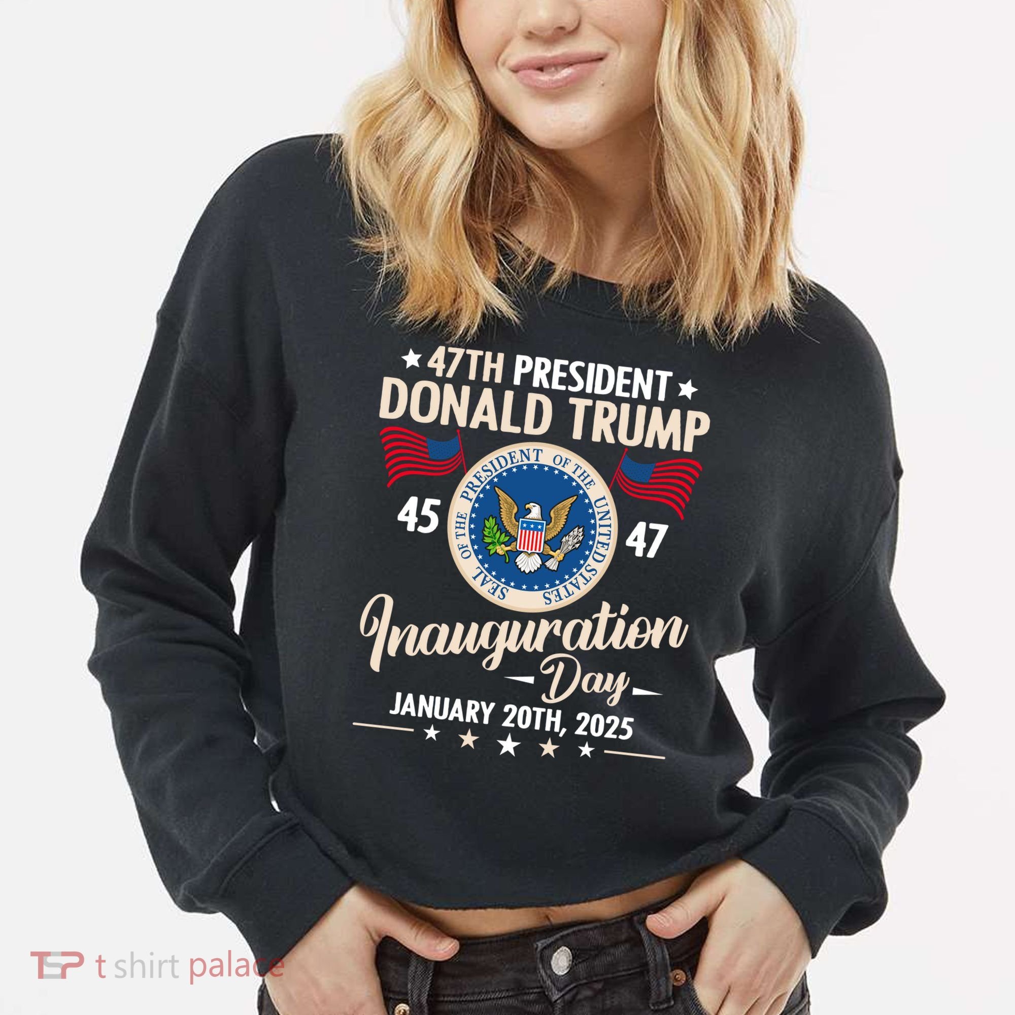 Donald Trump Inauguration Day 2025 47th Cropped Pullover Crew
