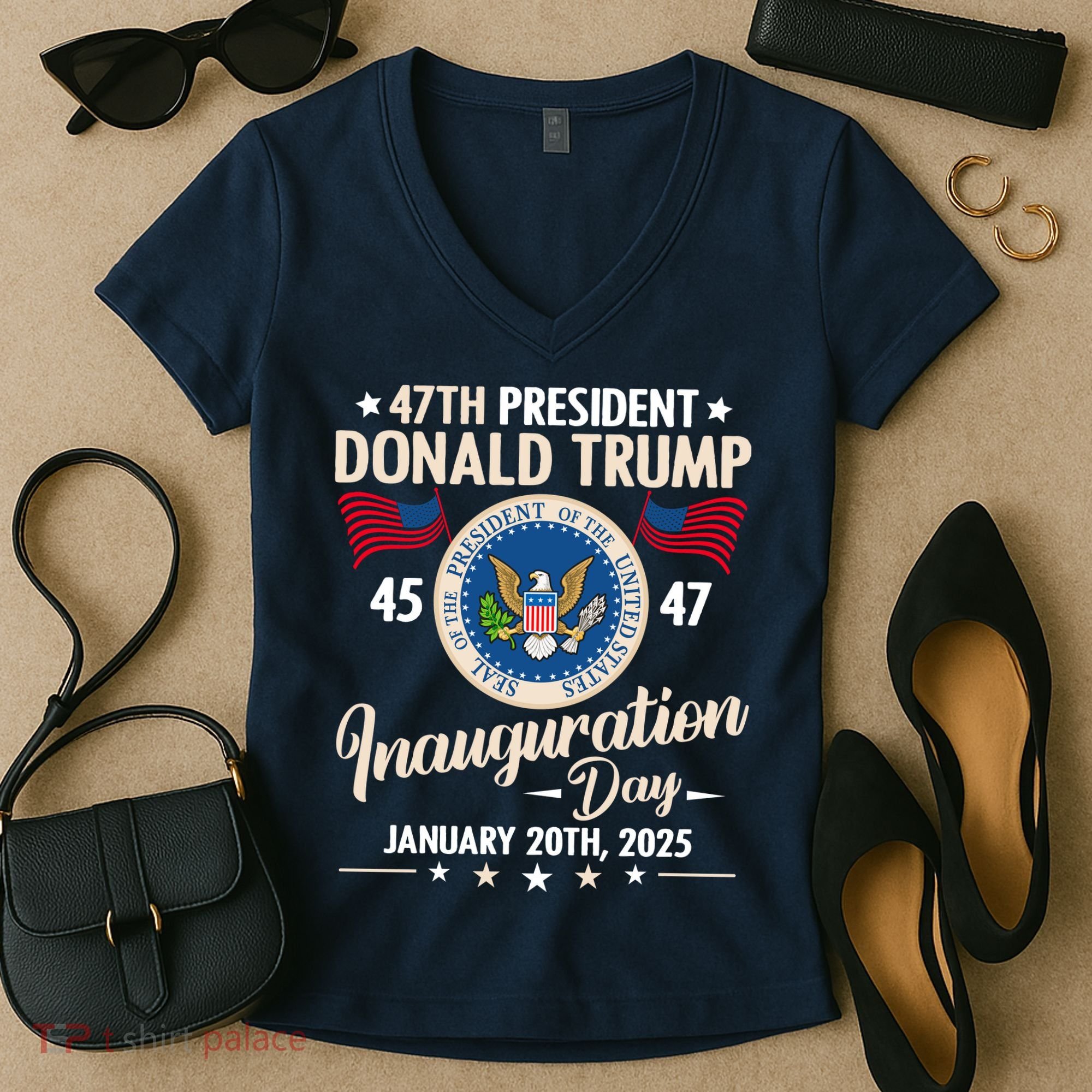 Donald Trump Inauguration Day 2025 47th Women's V-Neck T-Shirt