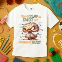Duck Today Is Slap An Idiot Day I’M Gonna Be Busy Kids T-Shirt thumb 3