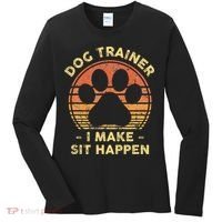 Dog Trainer I Make Sit Happen Funny Puppy Training Pun Women's Long Sleeve Shirt thumb 0