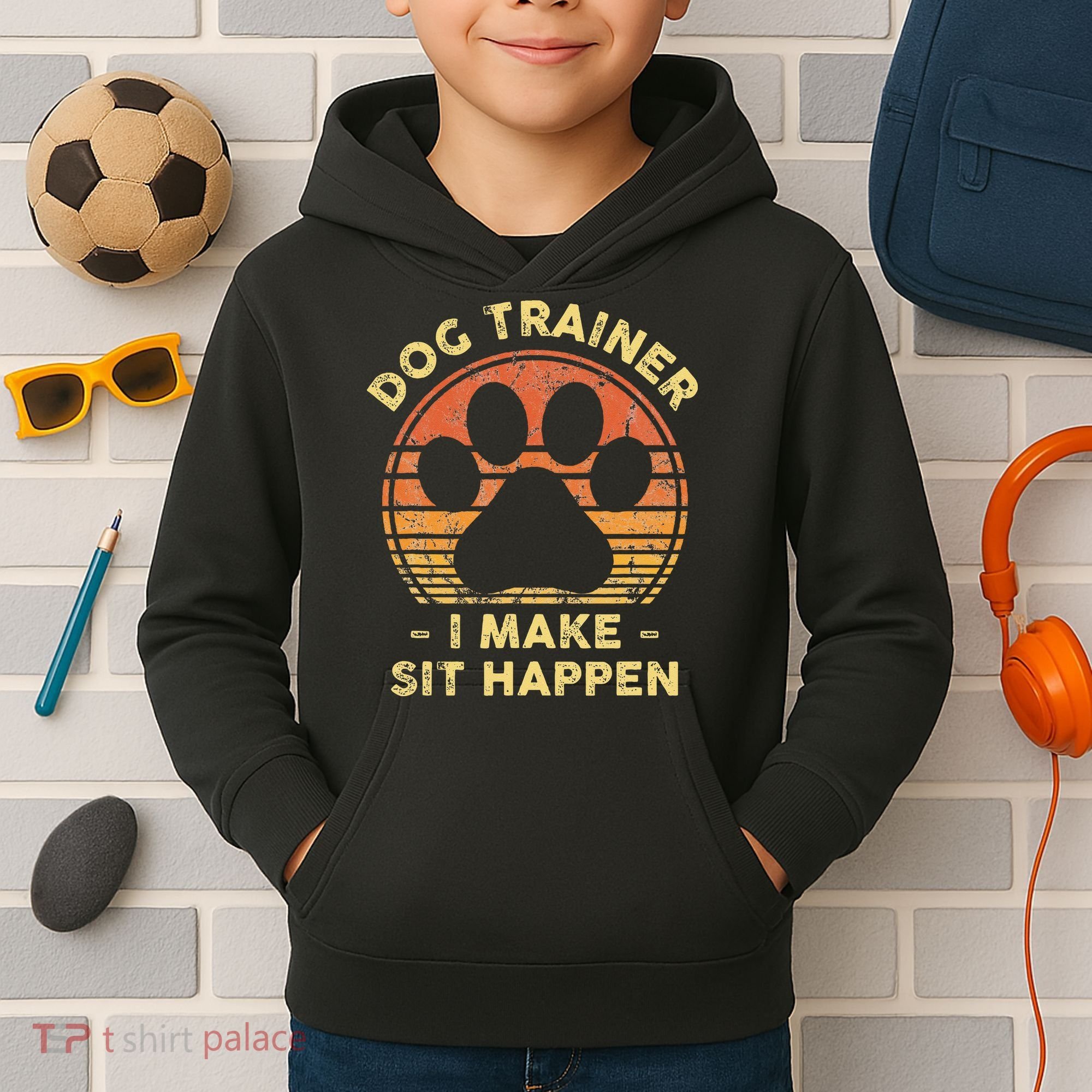 Dog Trainer I Make Sit Happen Funny Puppy Training Pun Kids Hoodie