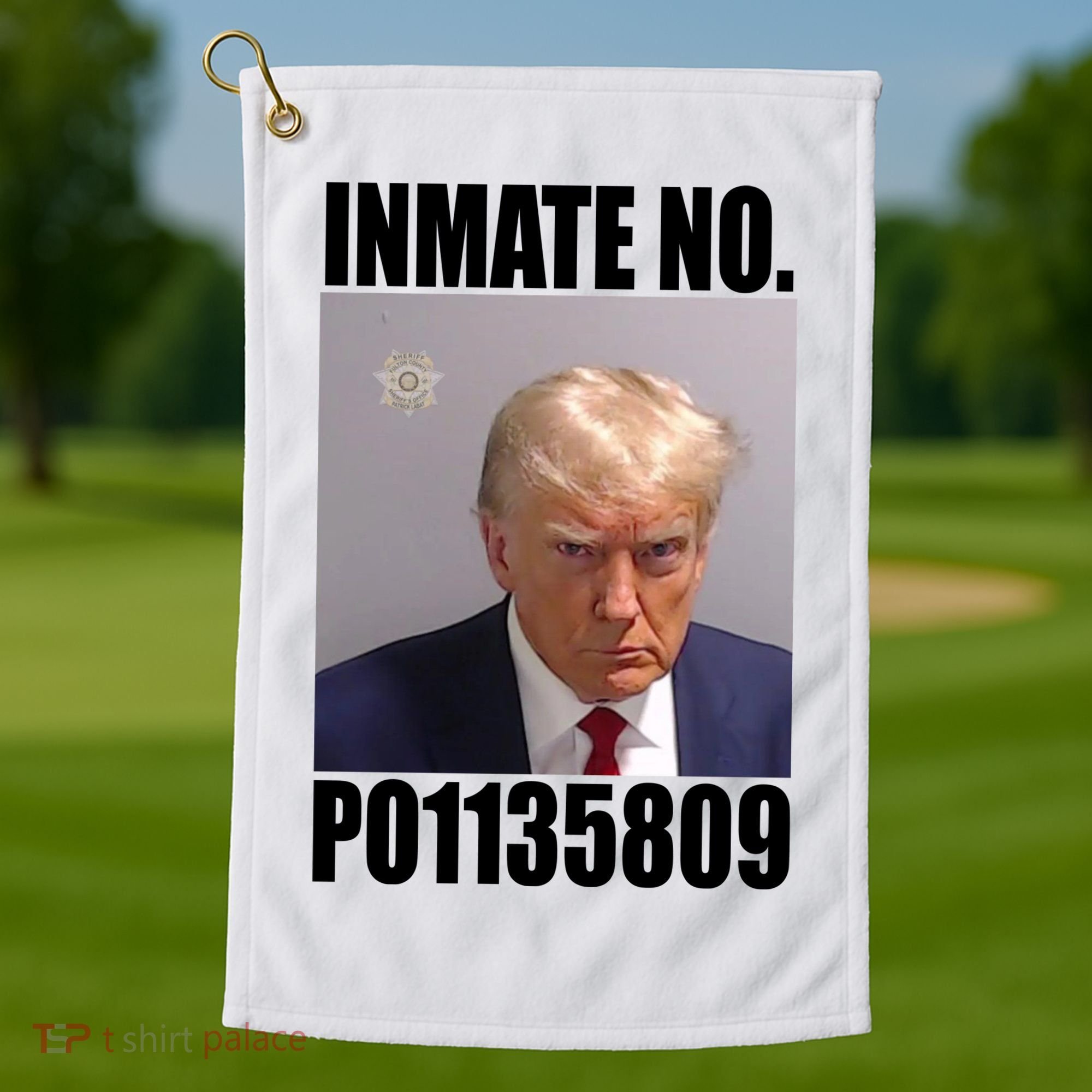Donald Trump Inmate Number Mugshot Golf Towel