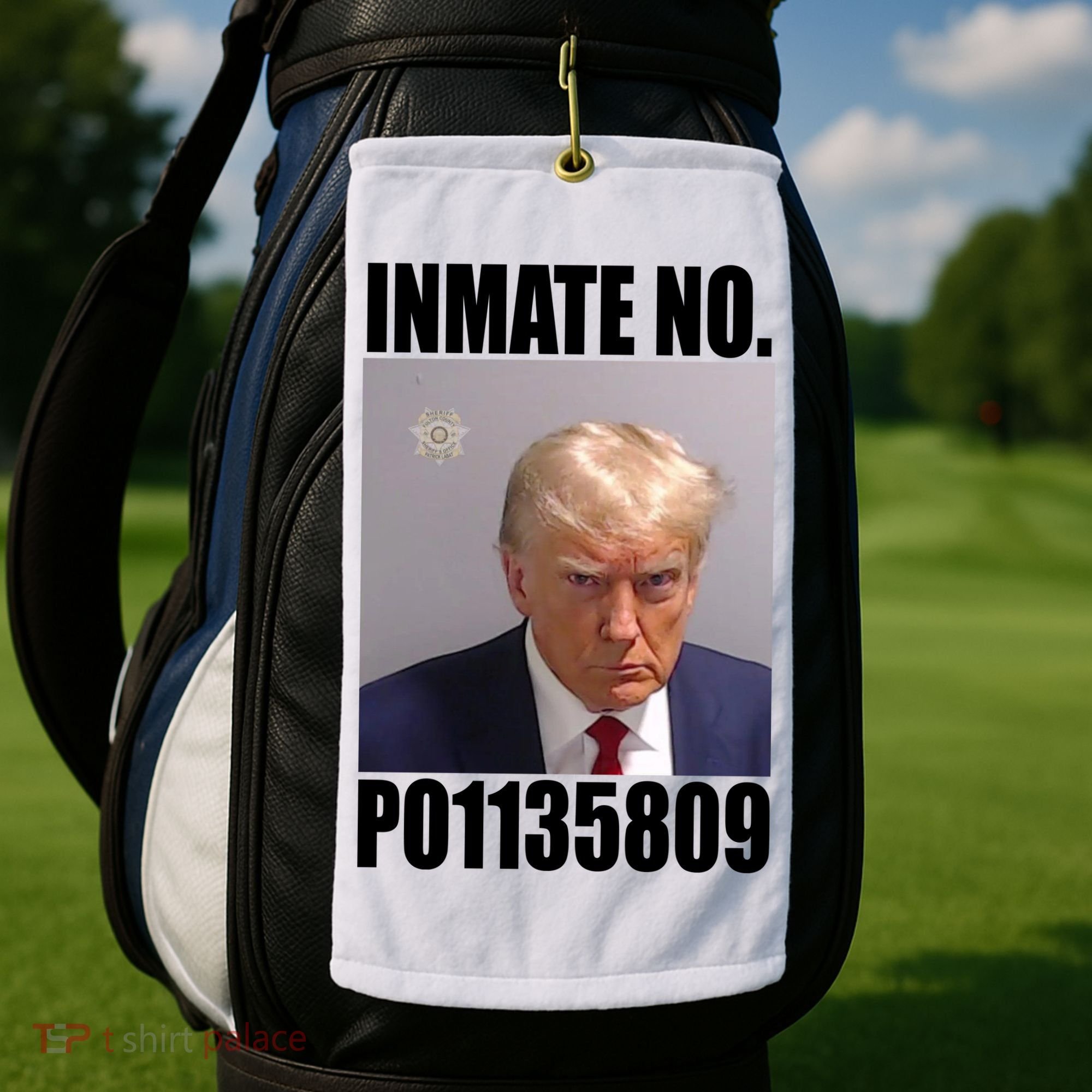 Donald Trump Inmate Number Mugshot Golf Towel