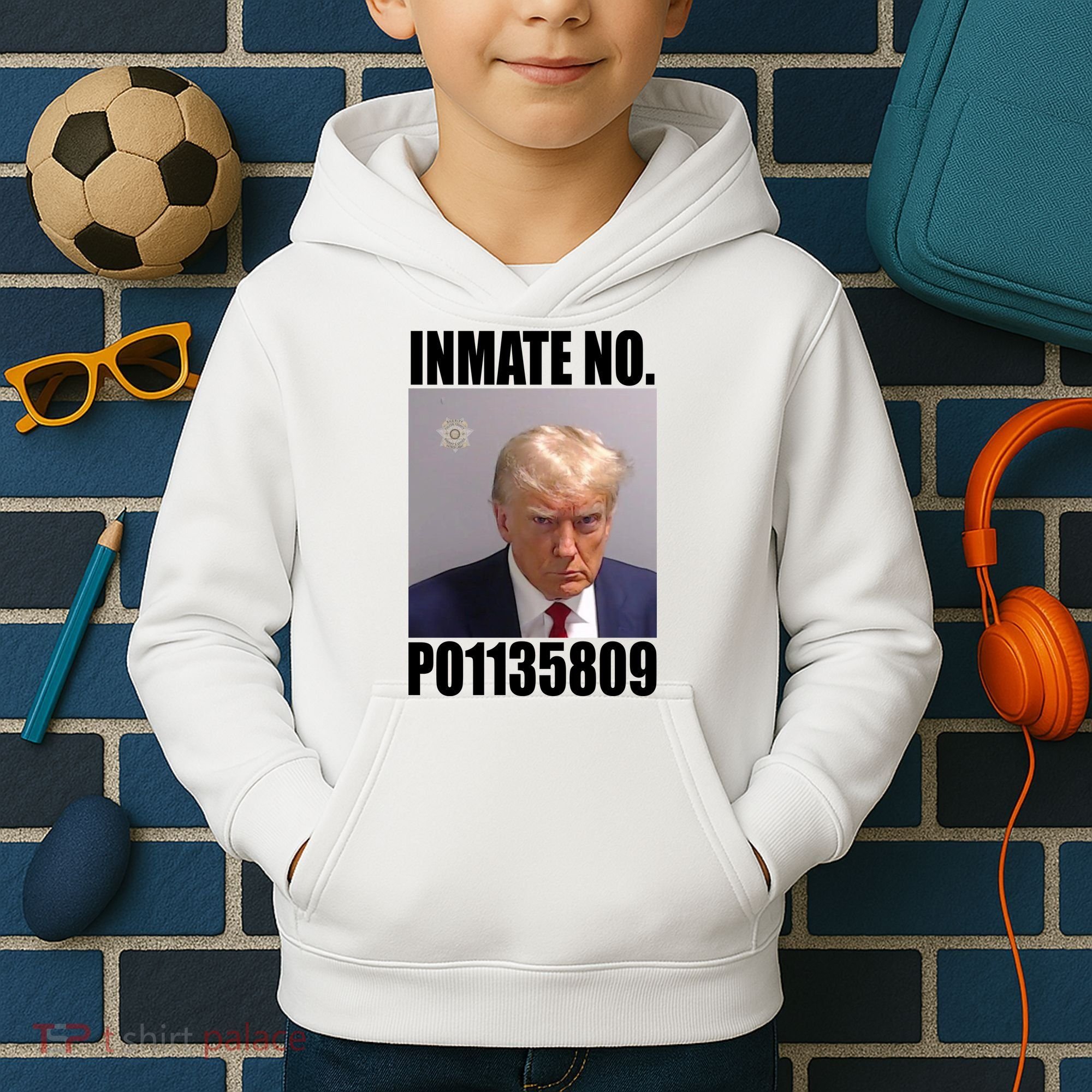 Donald Trump Inmate Number Mugshot Kids Hoodie