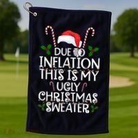 Due To Inflation This Is My Ugly Christmas Sweater Funny Golf Towel thumb 1