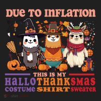 Due To Inflation Halloween Thanksgiving Ugly Christmas Llama Gift Beanie thumb 2