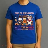 Due To Inflation Halloween Thanksgiving Ugly Christmas Llama Gift T-Shirt thumb 3