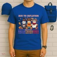 Due To Inflation Halloween Thanksgiving Ugly Christmas Llama Gift T-Shirt thumb 6