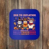 Due To Inflation Halloween Thanksgiving Ugly Christmas Llama Gift Coaster thumb 0