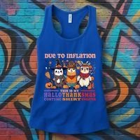 Due To Inflation Halloween Thanksgiving Ugly Christmas Llama Gift Women's Tank Top thumb 3