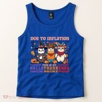 Due To Inflation Halloween Thanksgiving Ugly Christmas Llama Gift Tank Top thumb 2