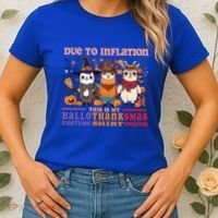 Due To Inflation Halloween Thanksgiving Ugly Christmas Llama Gift Women's T-Shirt thumb 2