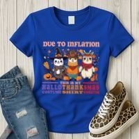 Due To Inflation Halloween Thanksgiving Ugly Christmas Llama Gift Women's T-Shirt thumb 3