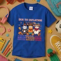Due To Inflation Halloween Thanksgiving Ugly Christmas Llama Gift Kids T-Shirt thumb 3